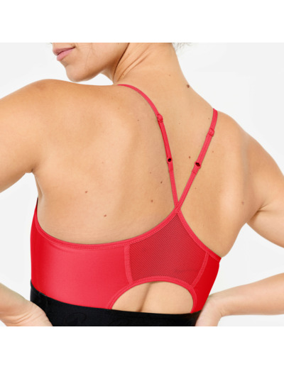 Brassière bretelles fines croisées maintien léger Femme, Rouge