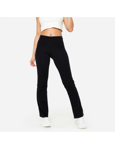 Legging de fitness évasé en coton femme , noir ultra