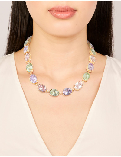 Gold Pastel Gem Oval Necklace