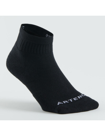 CHAUSSETTES DE TENNIS MI-HAUTES RS 100 NOIR LOT DE 3