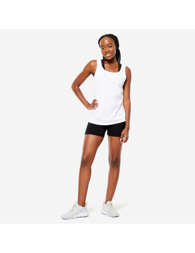 Débardeur coupe droite Fitness Femme - 100 Blanc