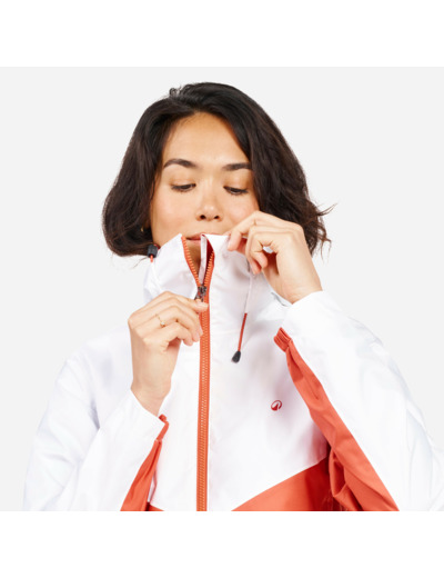 Veste de voile imperméable Femme - Sailing 100 blanc orange