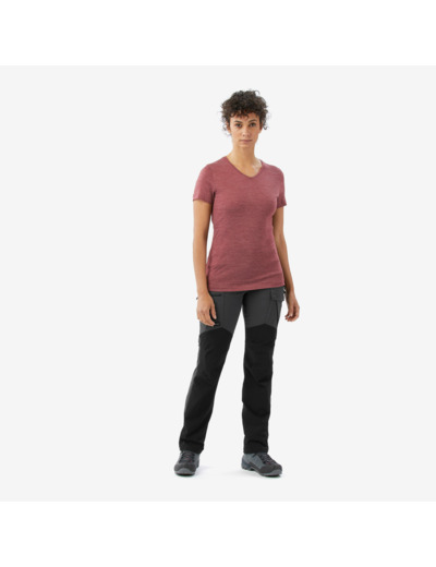T-shirt manches courtes en laine mérinos femme, Merino Fresh marron