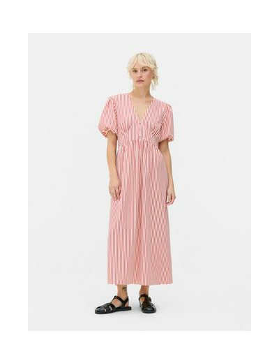 Robe mi-longue boutonnée texturée
