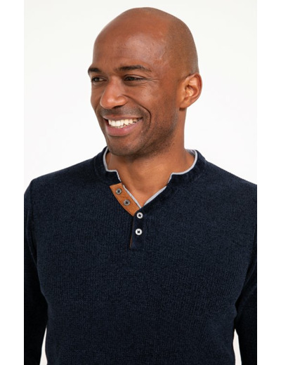 Pull col tunisien chenille