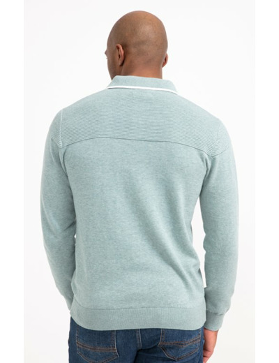 Pull col polo uni Tilleul