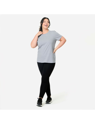 T-shirt fitness femme coton à partir de matière recyclée, bleu