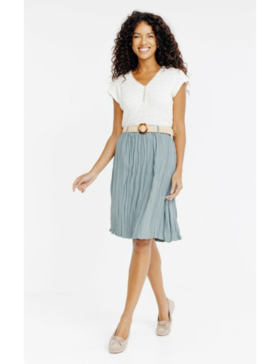 Jupe midi, froissée