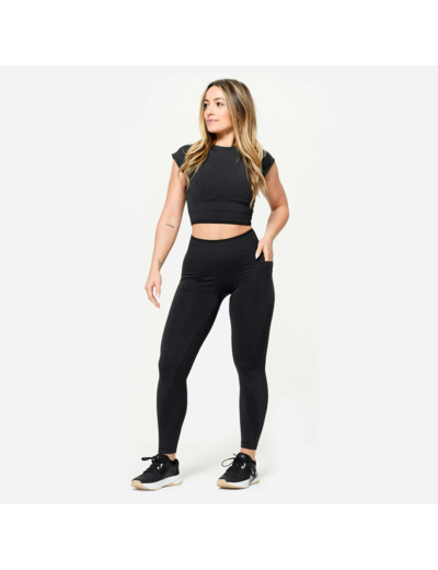 Legging seamless de musculation femme, noir