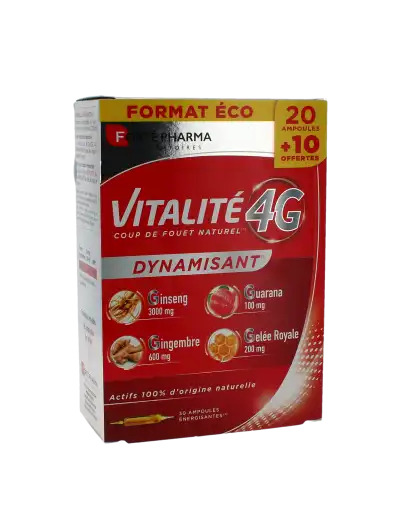 Vitalité 4 G Dynamisant Solution Buvable 30 Ampoules De 10 Ml