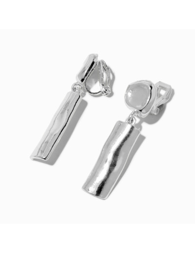 Pendantes à clip 5 cm martelées couleur argentée