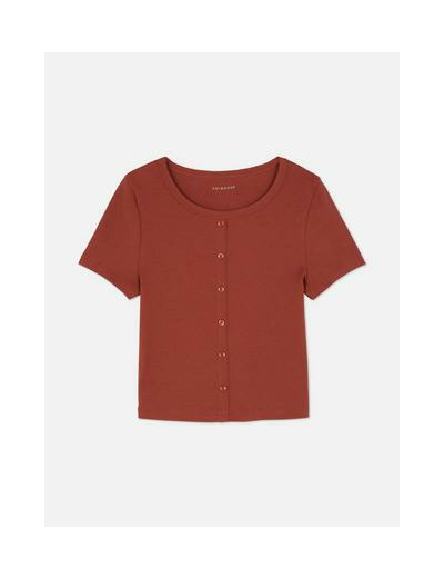 T-shirt côtelé à manches courtes