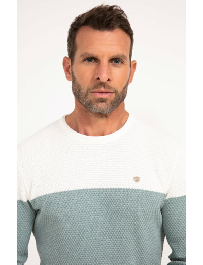 Pull col rond rayé Big