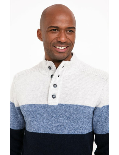 Pull Col Montant Rayé