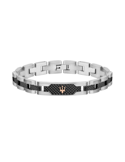 Bracelet Homme Steel Argenté, Noir