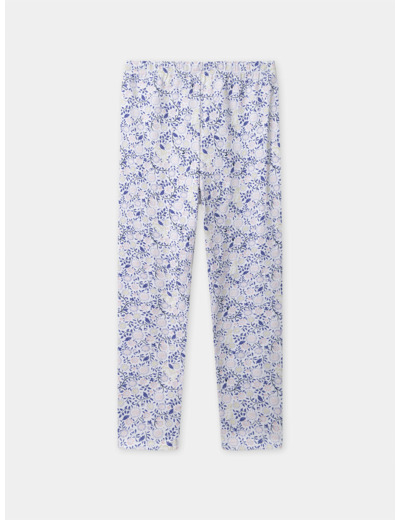 Chemise de nuit violet à broderie lapin et patch pompon et legging fleuri Fille