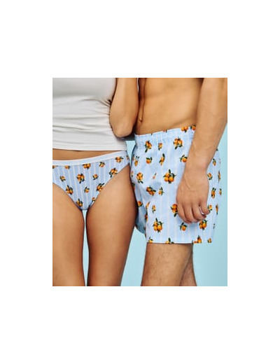 Caleçon en coton à rayures motifs mandarines