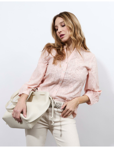 Blouse manches 3/4 unie ROSE Femme