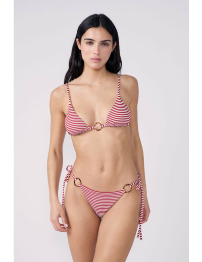Culotte bikini ficelle bas de maillot détails anneaux