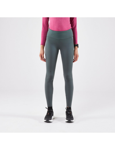 Legging chaud de running Femme- KIPRUN Run 500 Warm Vert fumé