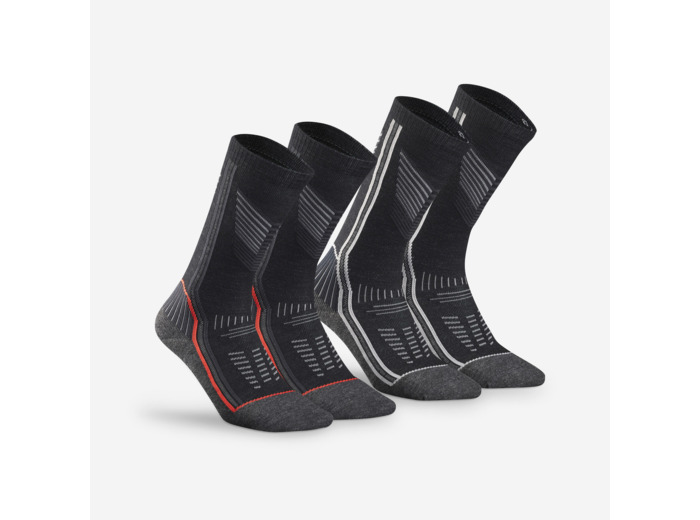 Chaussettes de randonnée chaudes, SH900 Mountain Mid gris