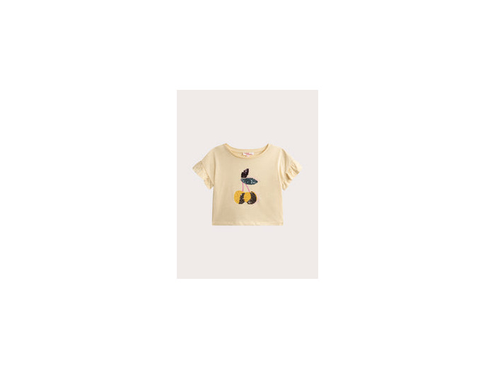T-shirt jaune avec animation en sequins