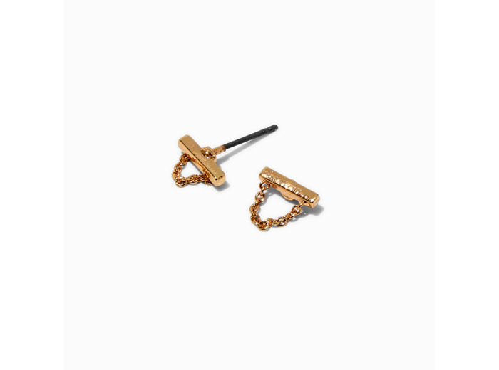 Clous d'oreilles chaîne barrette couleur argentée