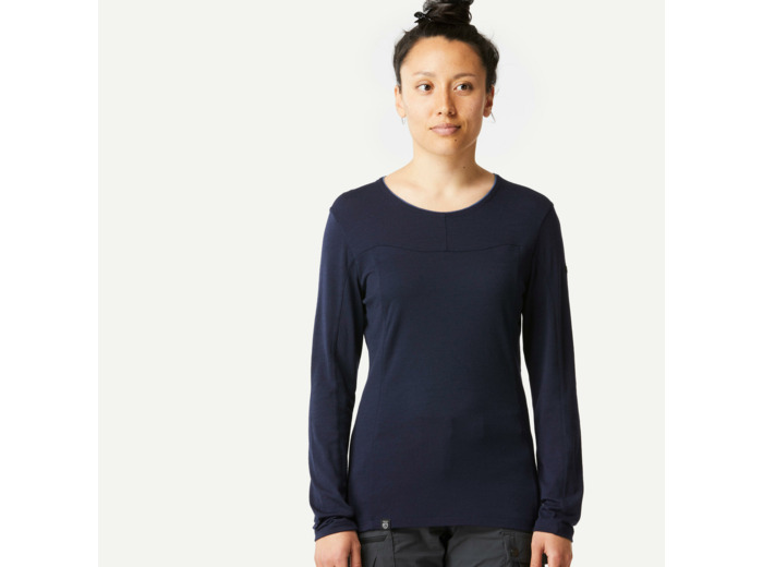 T-shirt en laine mérinos manche longue MT500 - Femme