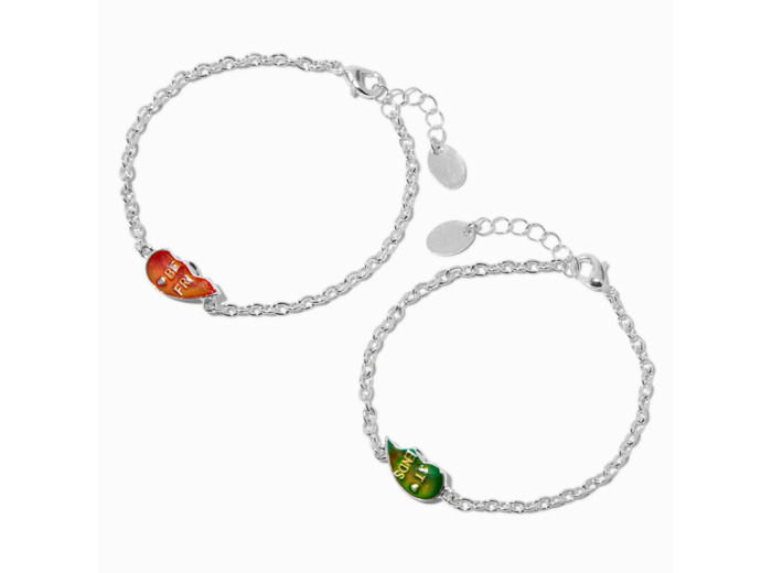 Lot de 2 bracelets d'humeur best friends à breloque en forme de cœur