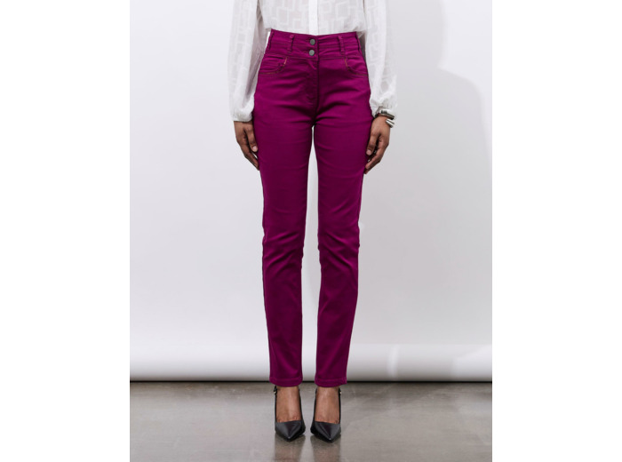 Pantalon 7/8 slim uni AUBERGINE Femme