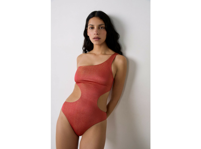 Maillot de bain 1 pièce découpe côte irisé