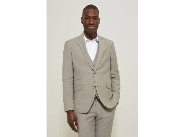 Veste de costume contenant du lin slim - Beige