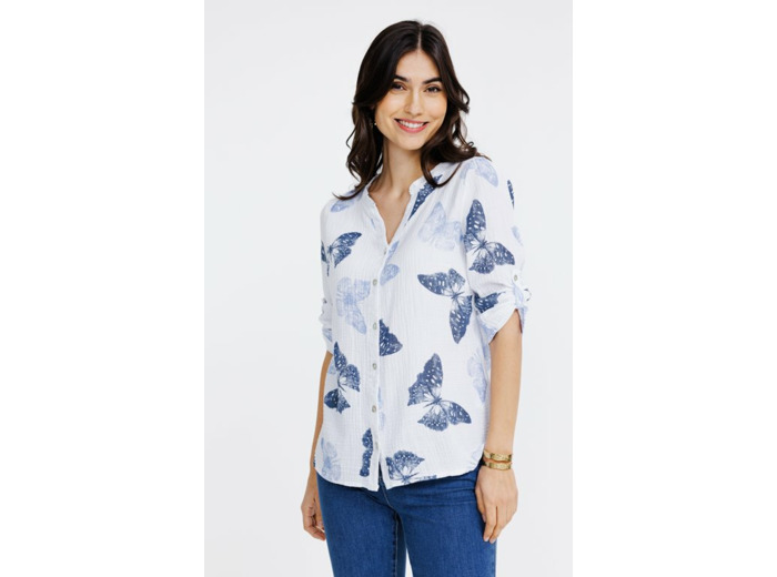 Blouse en gaze de coton imprimée