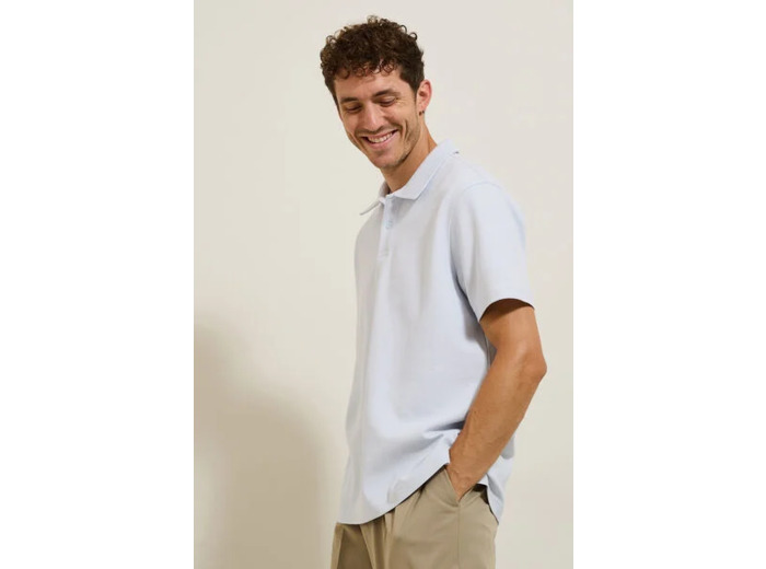 Polo manches courtes relax uni texturé - Gris clair