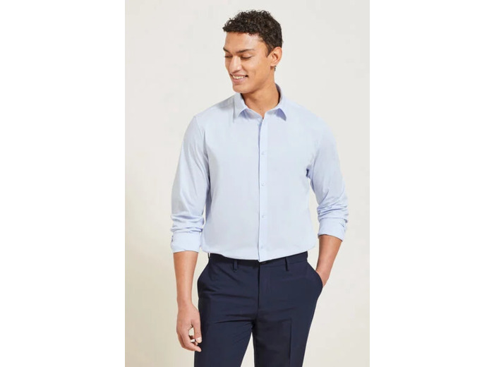 Chemise slim unie - Bleu clair