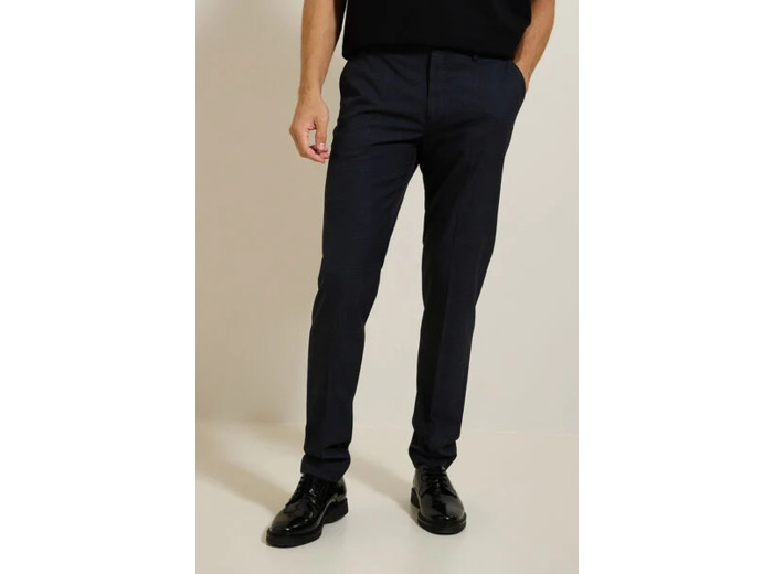 Pantalon de costume slim bistretch à carreaux - Bleu foncé