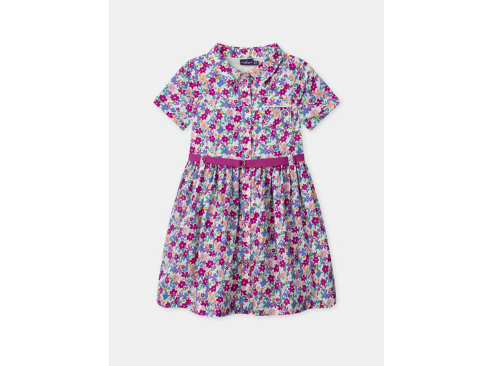 Robe chemise imprimé fleuri avec ceinture Fille