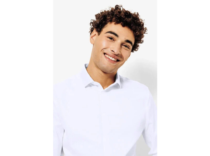 Chemise sans repassage slim en coton - Blanc
