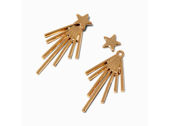 Boucles d'oreilles devant-derrière étoile rayonnante couleur dorée