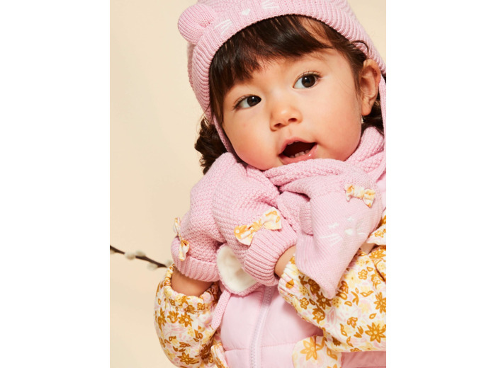 Moufles rose en tricot