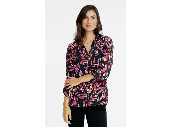 Chemise Imprimee Motif Feuillage Colore