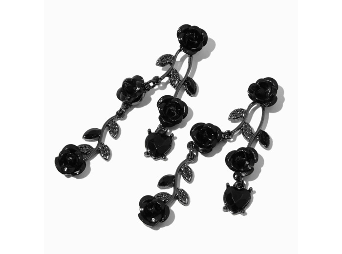 Pendantes 5 cm feuilles de vigne roses noires