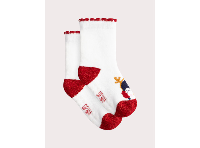 Chaussettes antidérapantes motif pingouin pour bébé fille