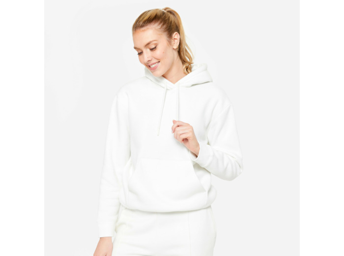 Sweat à Capuche Chaud de Fitness pour Femme - Blanc Coton