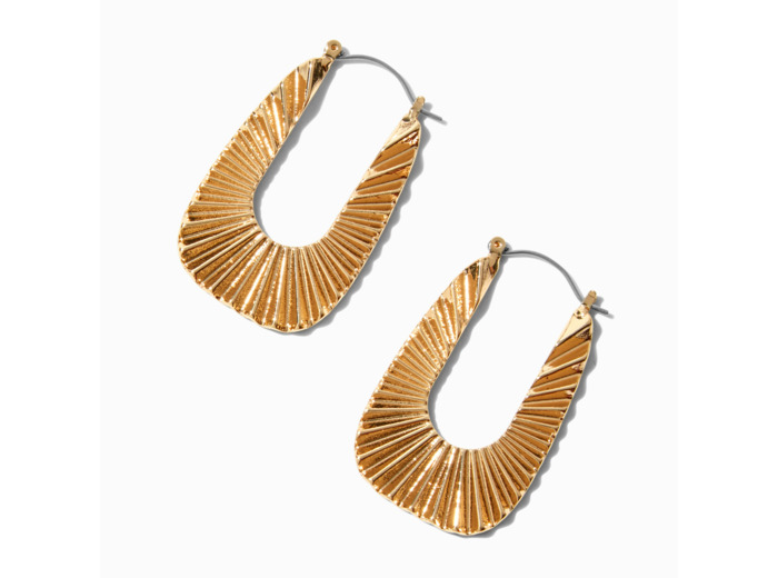 Créoles 40 mm carrées texturées couleur dorée