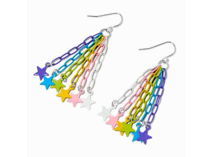 Pendantes chaîne étoile arc-en-ciel