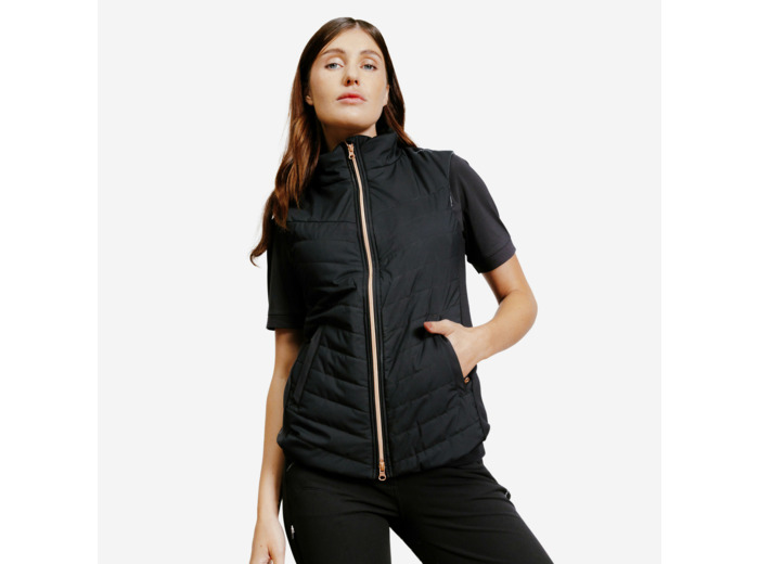 Doudoune équitation sans manches zip rose doré Femme - 500 noire