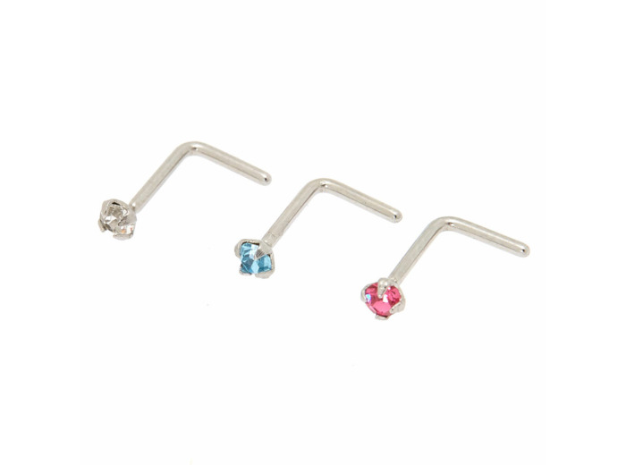 Lot de 3 piercings de nez pastel 20 g couleur argenté