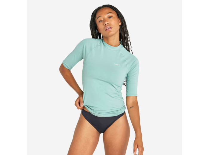 Tee shirt anti uv surf top 100 manches courtes femme kaki clair