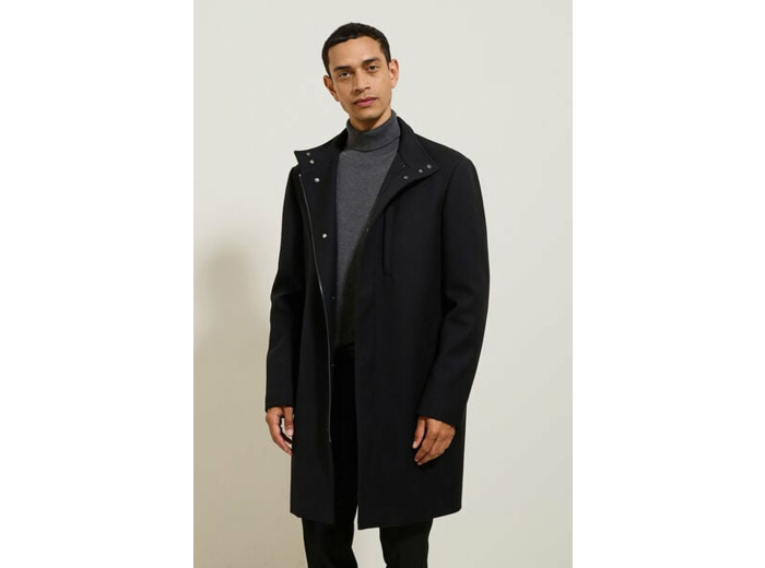 Manteau hiver long col montant - Noir
